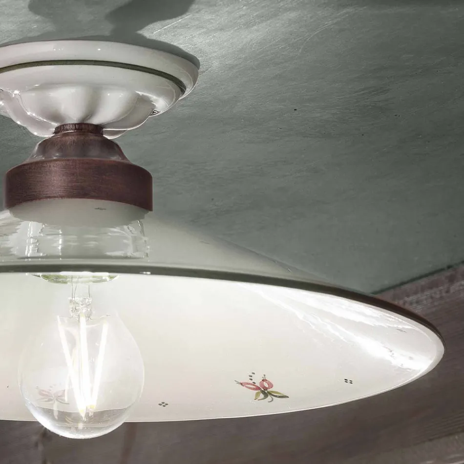 Vintage taklampa i keramik och handgjort järn i 3 storlekar - Asti Viadurini