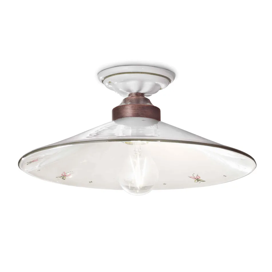 Vintage taklampa i keramik och handgjort järn i 3 storlekar - Asti Viadurini