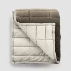 Pläd i bomullssatin och chenille med lurex, krita eller retrokant - Tortoro Viadurini