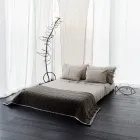 Pläd i bomullssatin och chenille med lurex, krita eller retrokant - Tortoro Viadurini