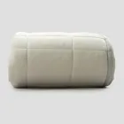 Pläd i bomullssatin och chenille med lurex, krita eller retrokant - Tortoro Viadurini