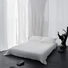 Pläd i bomullssatin och chenille med lurex, krita eller retrokant - Tortoro Viadurini