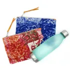 Konstnärlig handtryckt clutchväska, unikt stycke i bomull, 2 delar - Viadurini av Marchi Viadurini