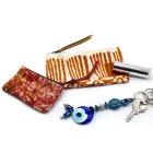 Konstnärlig handtryckt clutchväska, unikt stycke i bomull, 2 delar - Viadurini av Marchi Viadurini