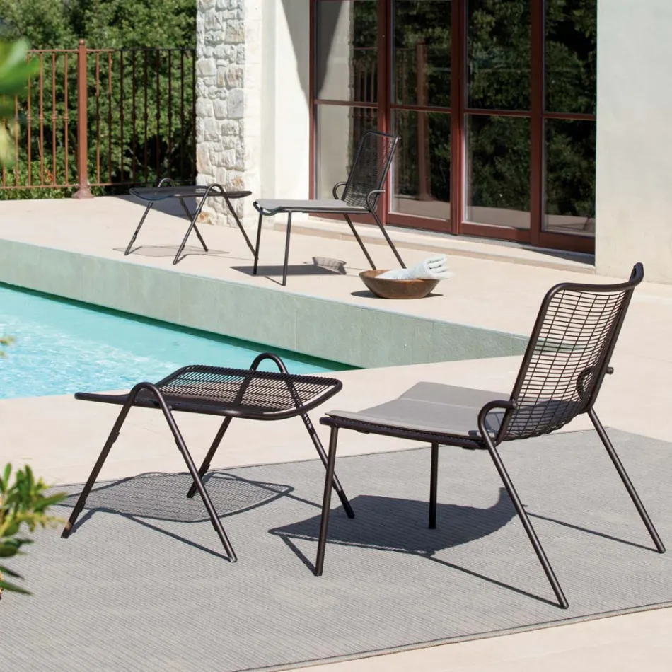 Trädgårdsfotpall med galvaniserad stålkonstruktion Tillverkad i Italien - Elvia Viadurini