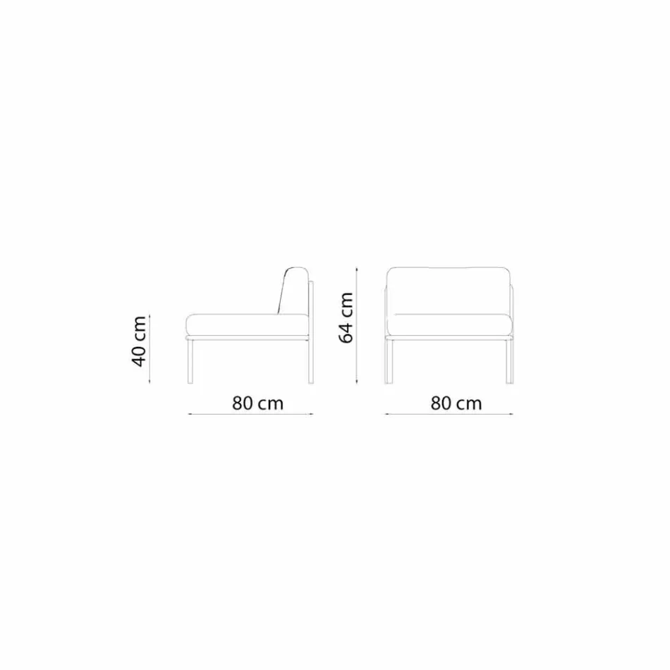 Central modulär fåtölj för utomhus i metall och tyg tillverkad i Italien - Cola Viadurini