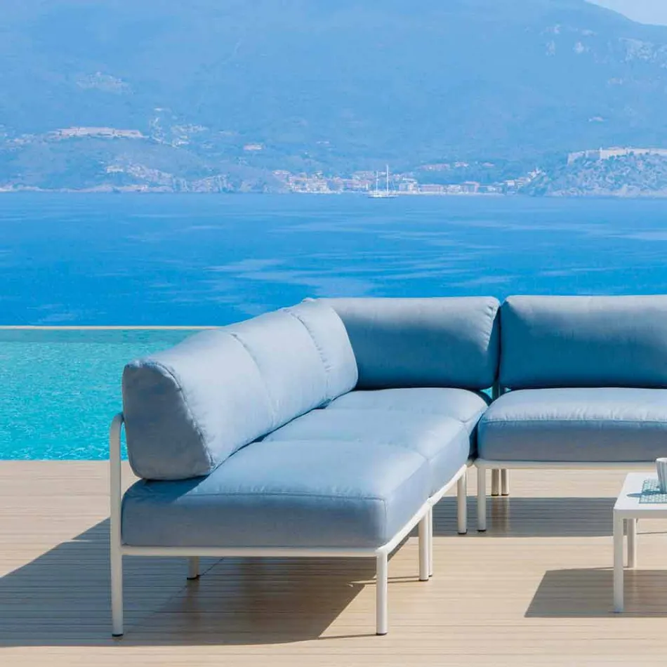 Central modulär fåtölj för utomhus i metall och tyg tillverkad i Italien - Cola Viadurini