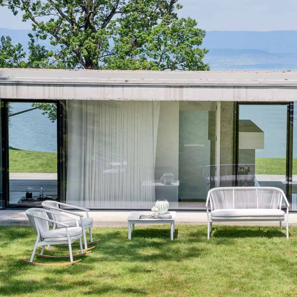 Utomhus gungstol i massivt trä och tyg - Smart av Varaschin Viadurini