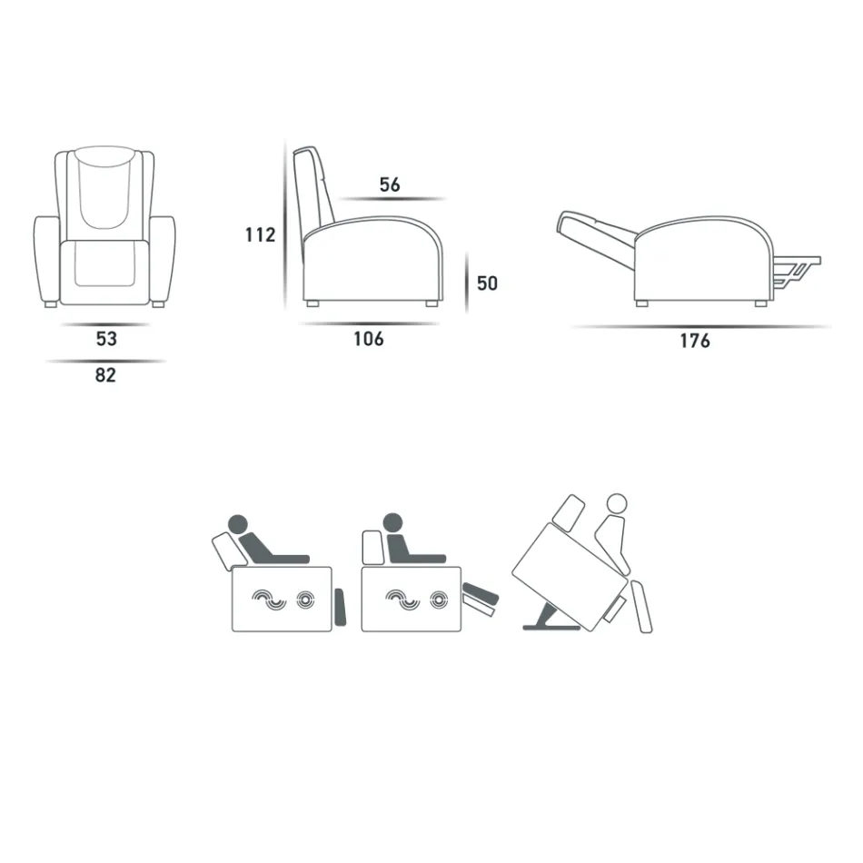 2 motorlyftstol med shiatsu massage gjord i Italien Bria Viadurini