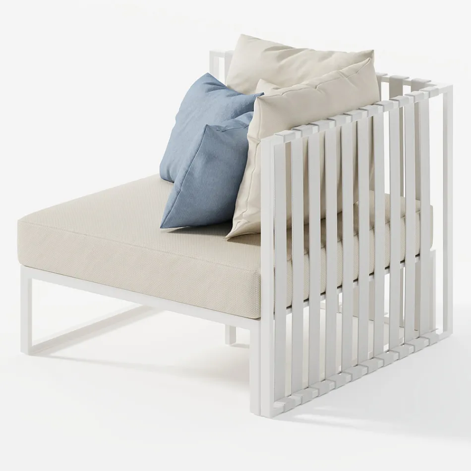 Höger hörn utomhusfåtölj i aluminium och remmar tillverkad i Italien - Juliediv Viadurini