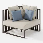 Höger hörn utomhusfåtölj i aluminium och remmar tillverkad i Italien - Juliediv Viadurini