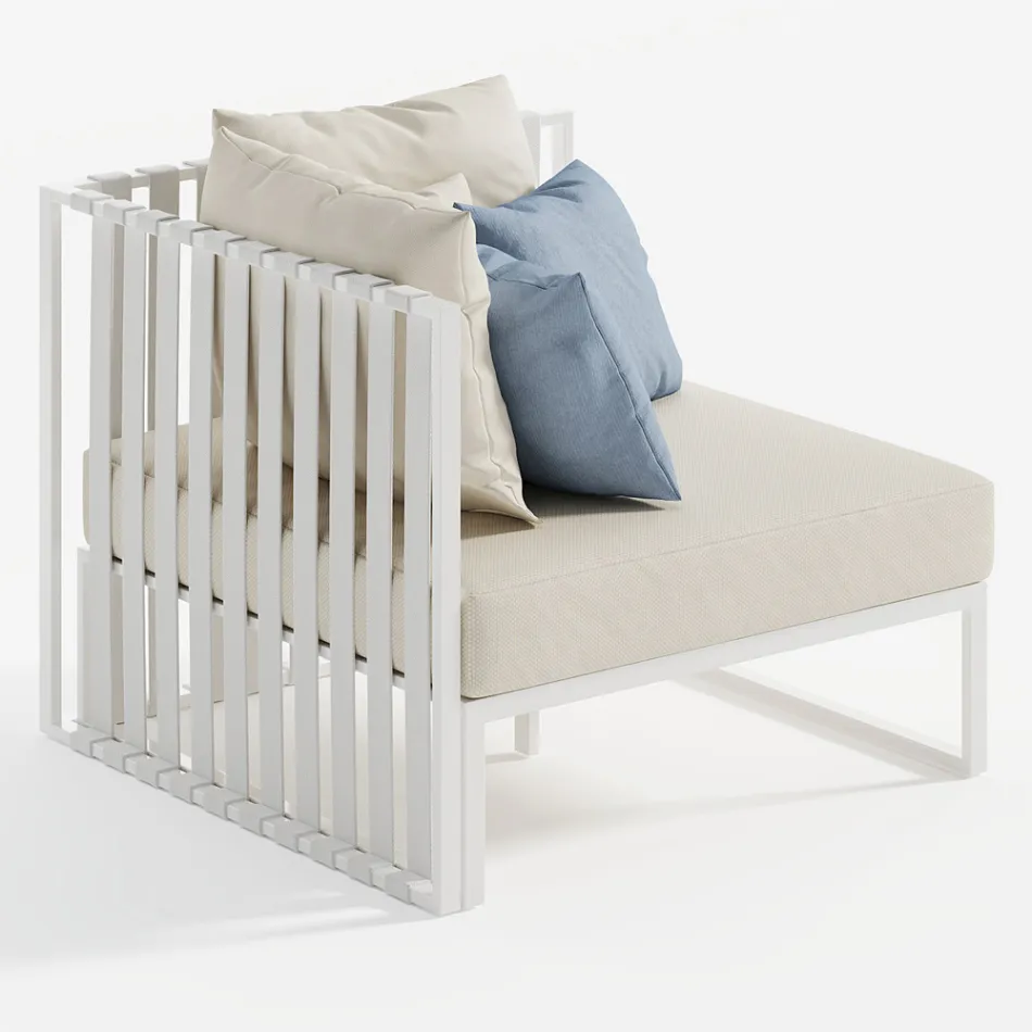 Utomhusfåtölj i vänster hörn i aluminium och remmar tillverkad i Italien - Juliediv Viadurini