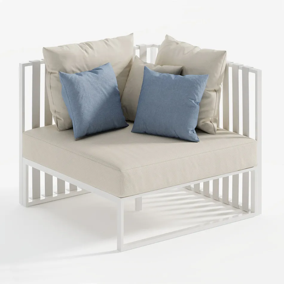 Utomhusfåtölj i vänster hörn i aluminium och remmar tillverkad i Italien - Juliediv Viadurini