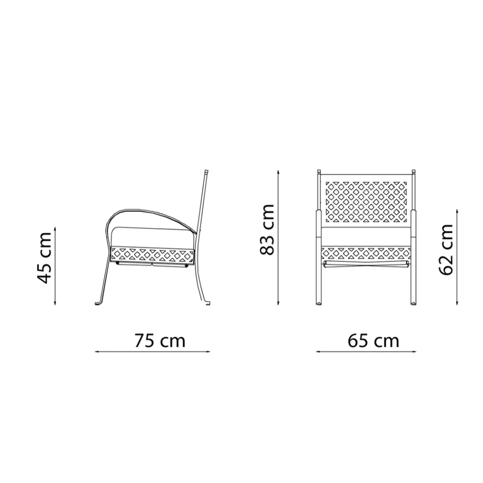 Låg trädgårdsfåtölj i galvaniserat stål med armstöd Made in Italy - Selvaggia Viadurini