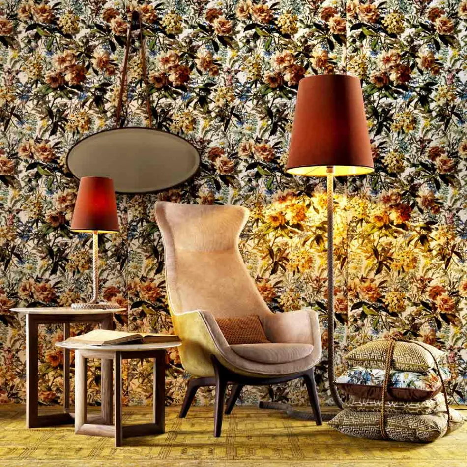 Bergére fåtölj i Grilli Wilde design tyg tillverkat i Italien Viadurini