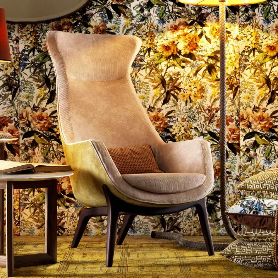 Bergére fåtölj i Grilli Wilde design tyg tillverkat i Italien Viadurini