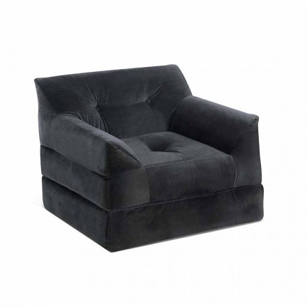 Modern loungestol i grått sammet - Germana Viadurini
