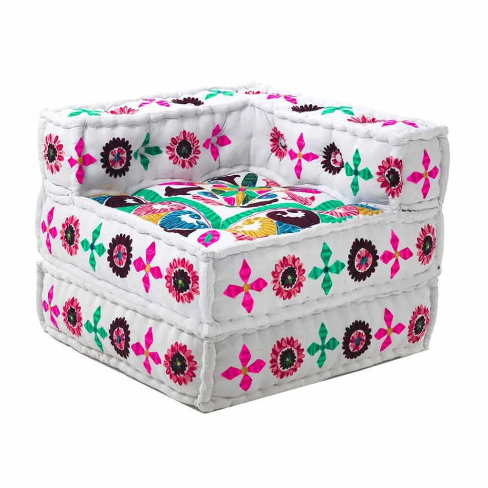 Chaise Longue fåtölj av etnisk design i lapparbomull, för vardagsrum - fiber Viadurini