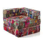 Chaise Longue fåtölj av etnisk design i lapparbomull, för vardagsrum - fiber Viadurini