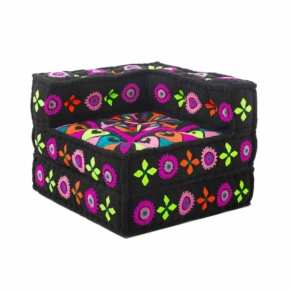 Chaise Longue fåtölj av etnisk design i lapparbomull, för vardagsrum - fiber Viadurini