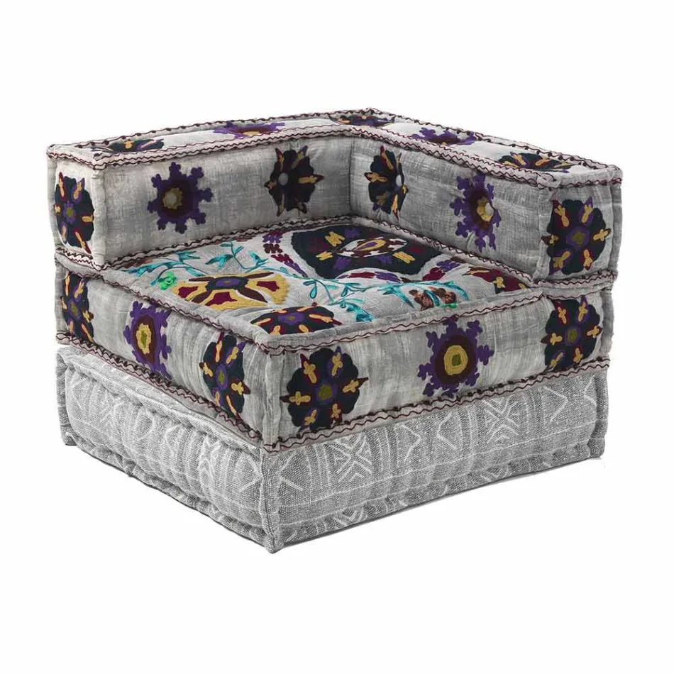 Chaise Longue fåtölj av etnisk design i lapparbomull, för vardagsrum - fiber Viadurini