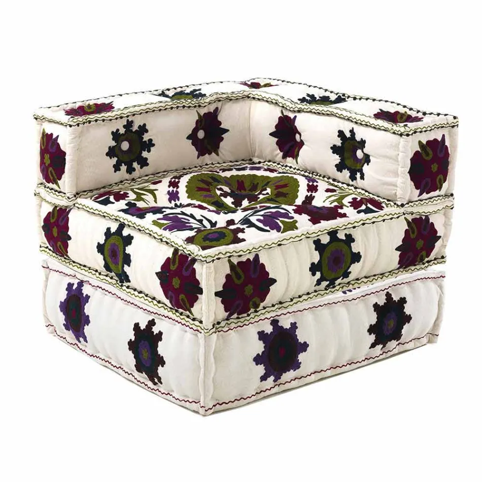 Chaise Longue fåtölj av etnisk design i lapparbomull, för vardagsrum - fiber Viadurini