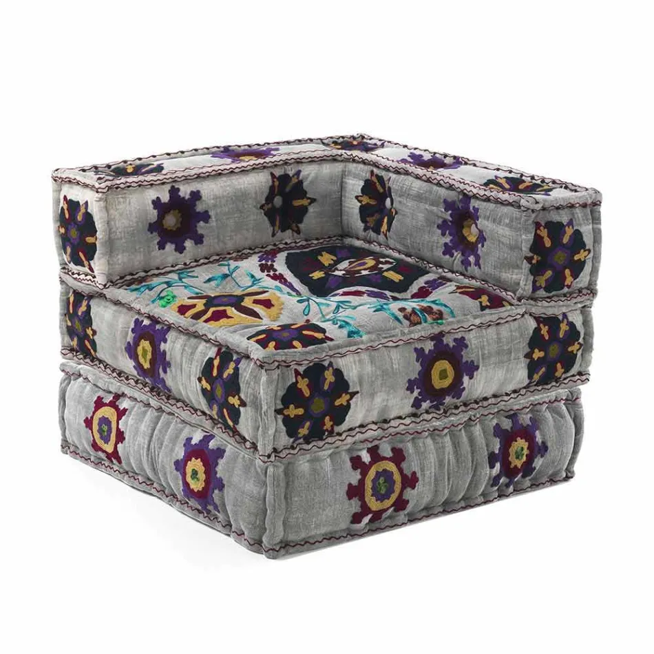 Chaise Longue fåtölj av etnisk design i lapparbomull, för vardagsrum - fiber Viadurini