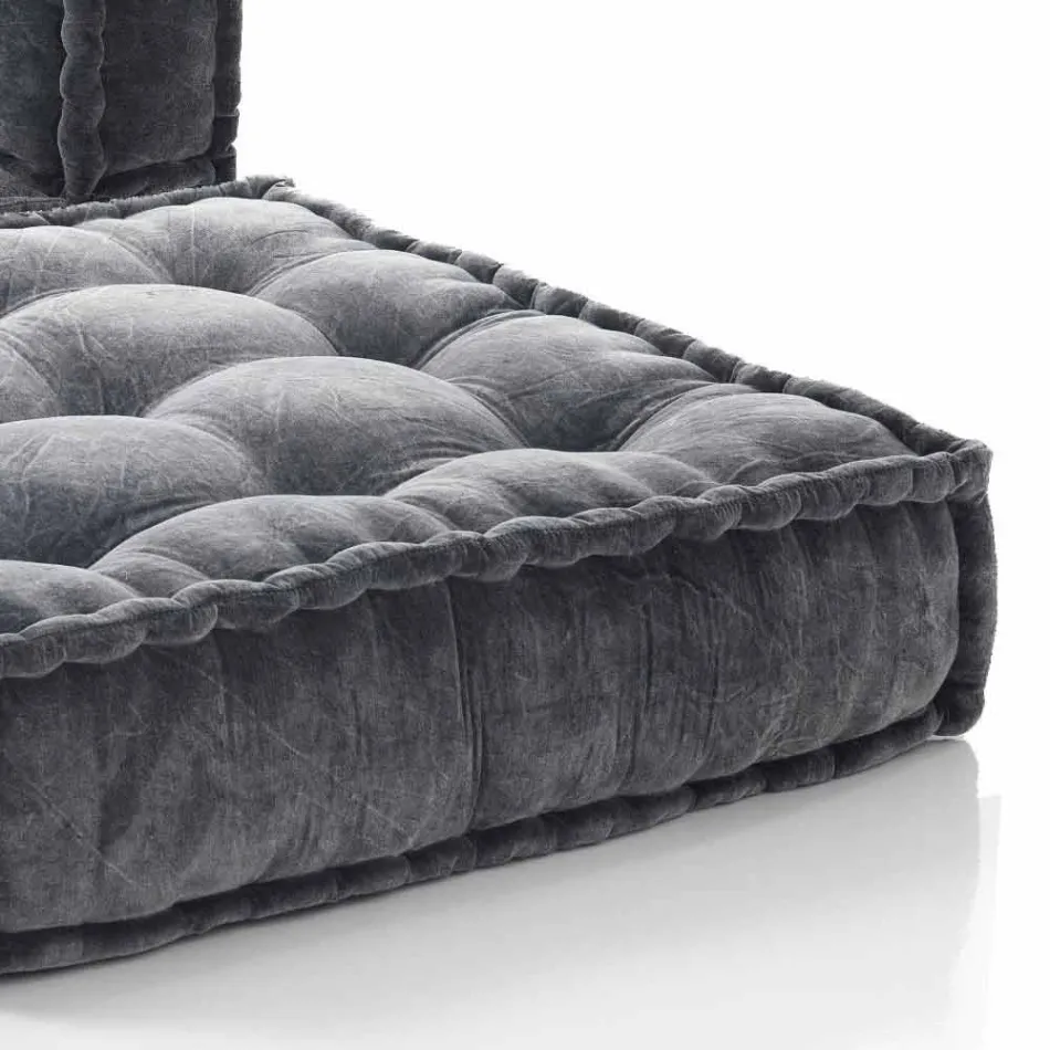 Etnisk design Chaise Longue fåtölj i grått eller blått sammet - Fiber Viadurini