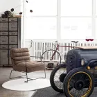 Klassisk fåtölj i stål och konstläder brun eller svart design - Kendy Viadurini