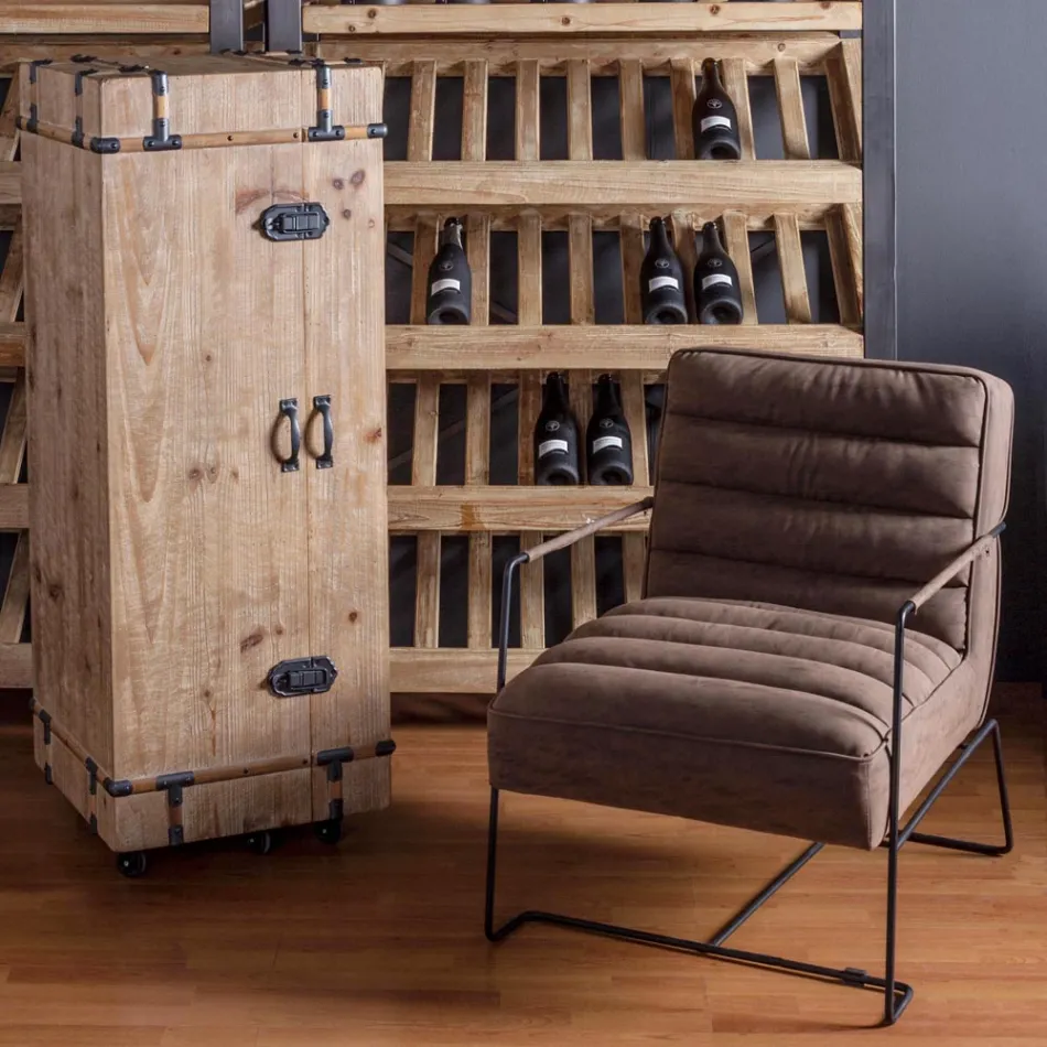 Klassisk fåtölj i stål och konstläder brun eller svart design - Kendy Viadurini