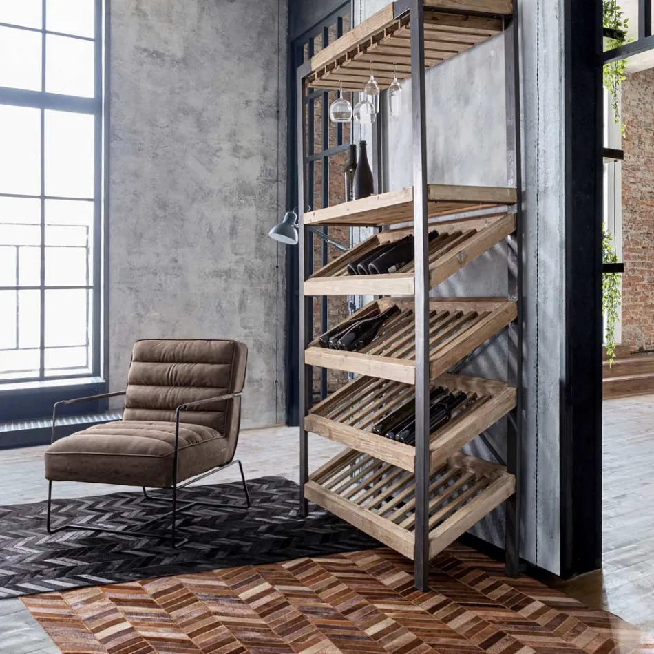 Klassisk fåtölj i stål och konstläder brun eller svart design - Kendy Viadurini