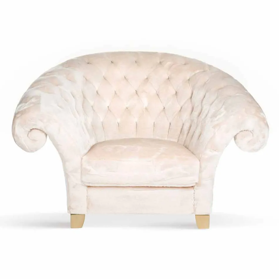 fåtölj bearbetas vadderad fuskpäls Balma Viadurini