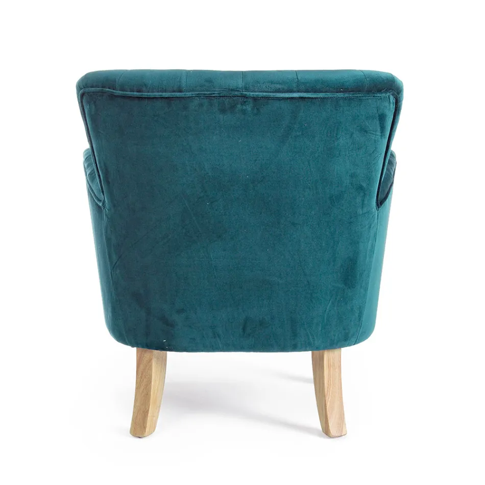 Klassisk fåtölj i trä och vadderad sits i quiltad bomull - Monny Viadurini