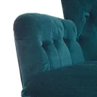 Klassisk fåtölj i trä och vadderad sits i quiltad bomull - Monny Viadurini