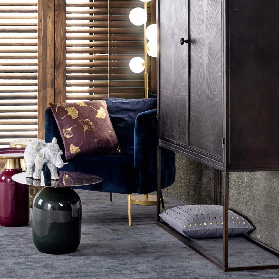 Klassisk fåtölj i stoppat trä med sammetseffekt Homemotion - Nichy Viadurini