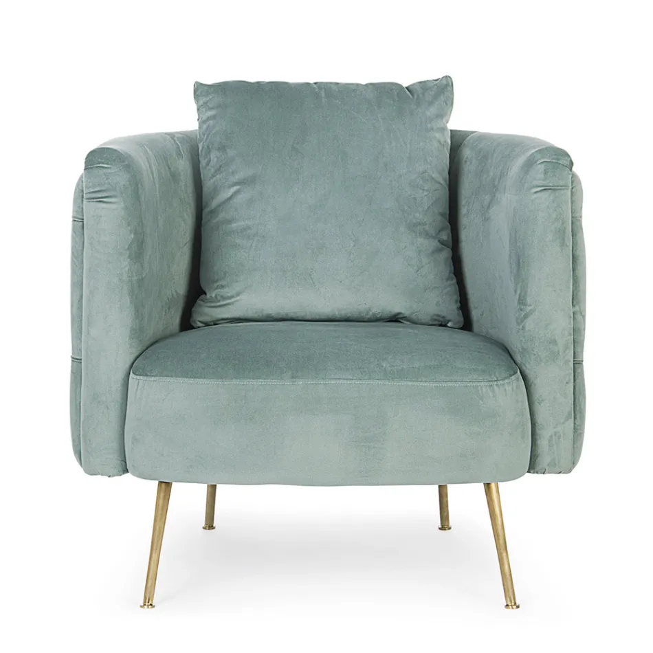 Klassisk fåtölj i stoppat trä med sammetseffekt Homemotion - Nichy Viadurini