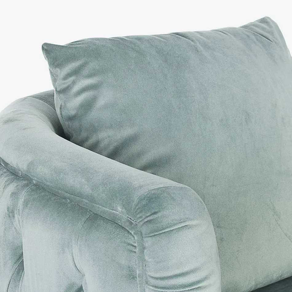 Klassisk fåtölj i stoppat trä med sammetseffekt Homemotion - Nichy Viadurini