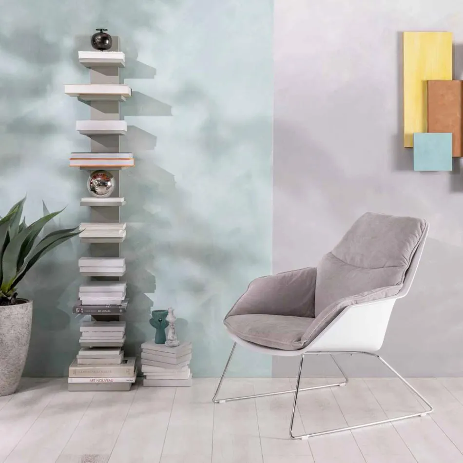 Fåtölj med metallunderrede, polypropenstruktur och tygkuddar - surfplatta Viadurini