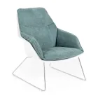 Fåtölj med metallunderrede, polypropenstruktur och tygkuddar - surfplatta Viadurini