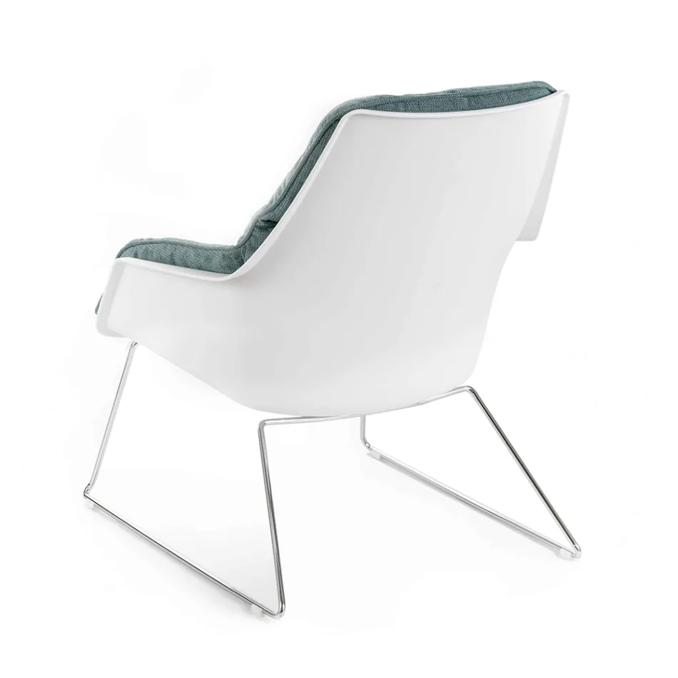 Fåtölj med metallunderrede, polypropenstruktur och tygkuddar - surfplatta Viadurini