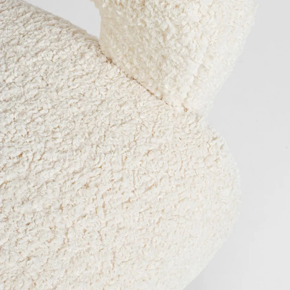 Fåtölj med armstöd i gummiträ och ulleffektsits - Patrizia Viadurini