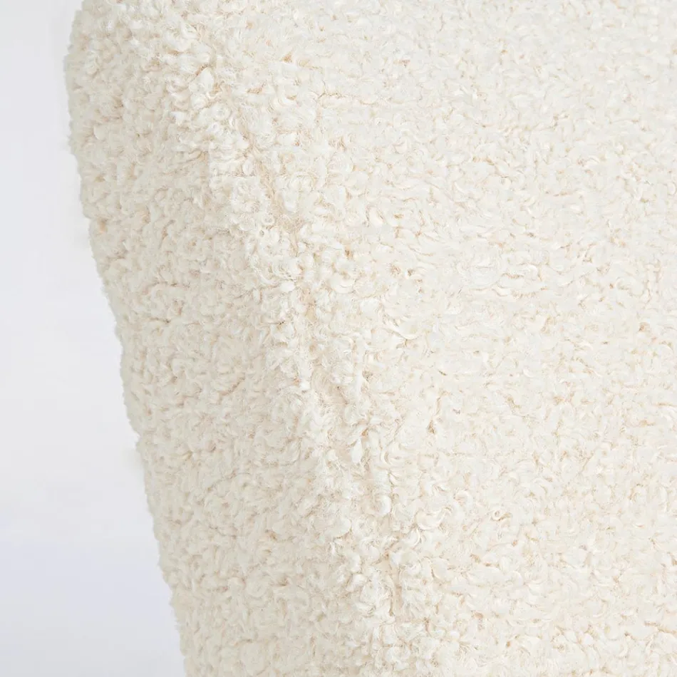 Fåtölj med armstöd i gummiträ och ulleffektsits - Patrizia Viadurini