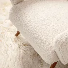 Fåtölj med armstöd i gummiträ och ulleffektsits - Patrizia Viadurini