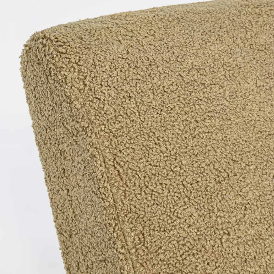 Fåtölj med armstöd i gummiträ och ulleffektsits - Patrizia Viadurini