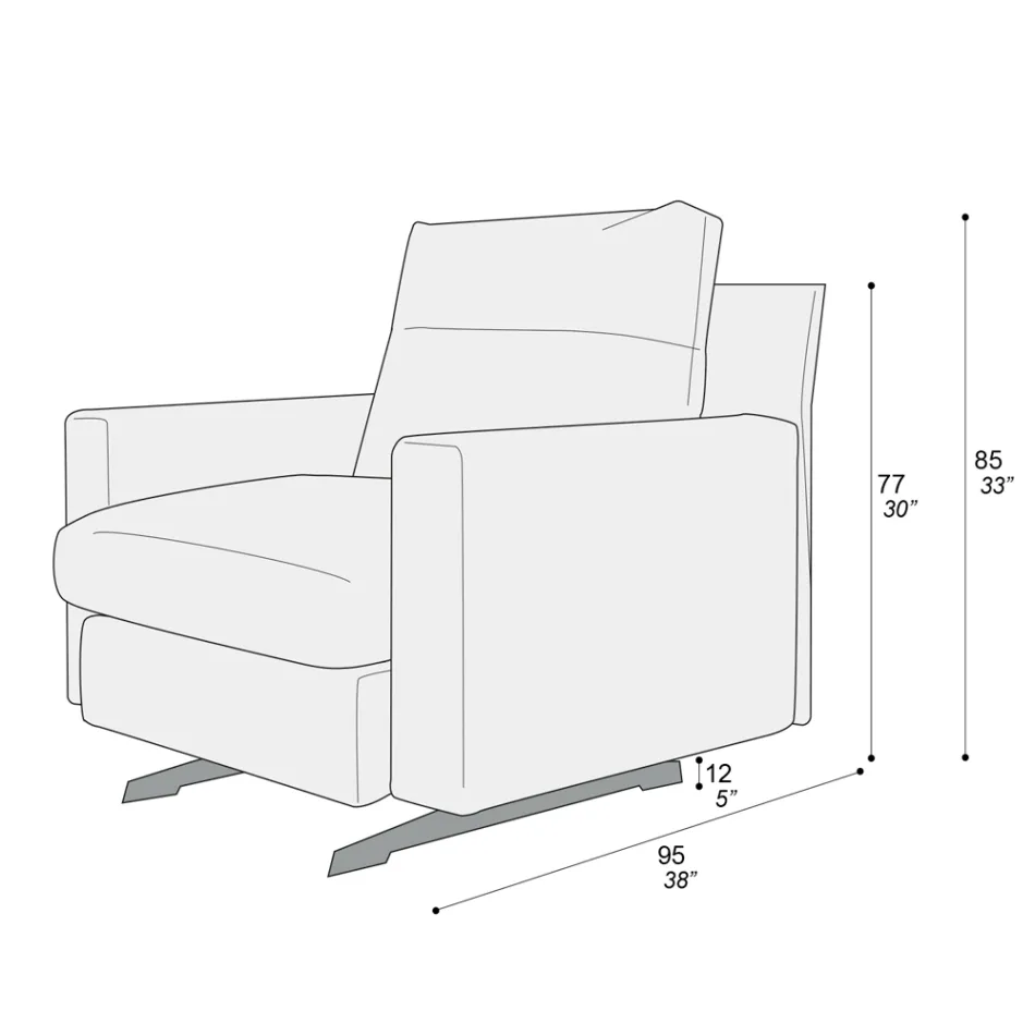 Fåtölj med sittdyna vadderad i fjäder och polyester Tillverkad i Italien - Malizioso Viadurini