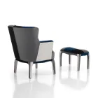 Fåtölj med sittpuff i Patchwork-tyg - Bromo Viadurini