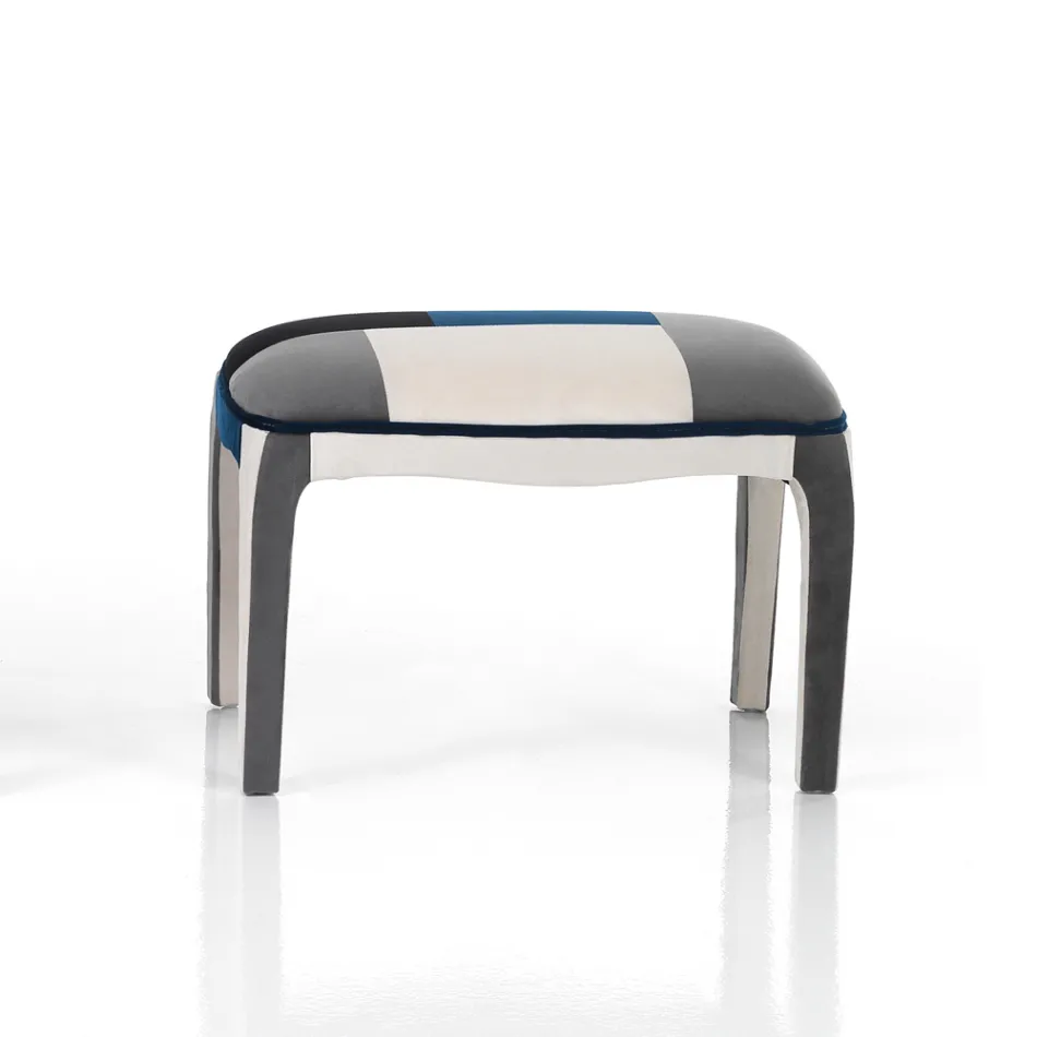 Fåtölj med sittpuff i Patchwork-tyg - Bromo Viadurini