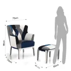 Fåtölj med sittpuff i Patchwork-tyg - Bromo Viadurini