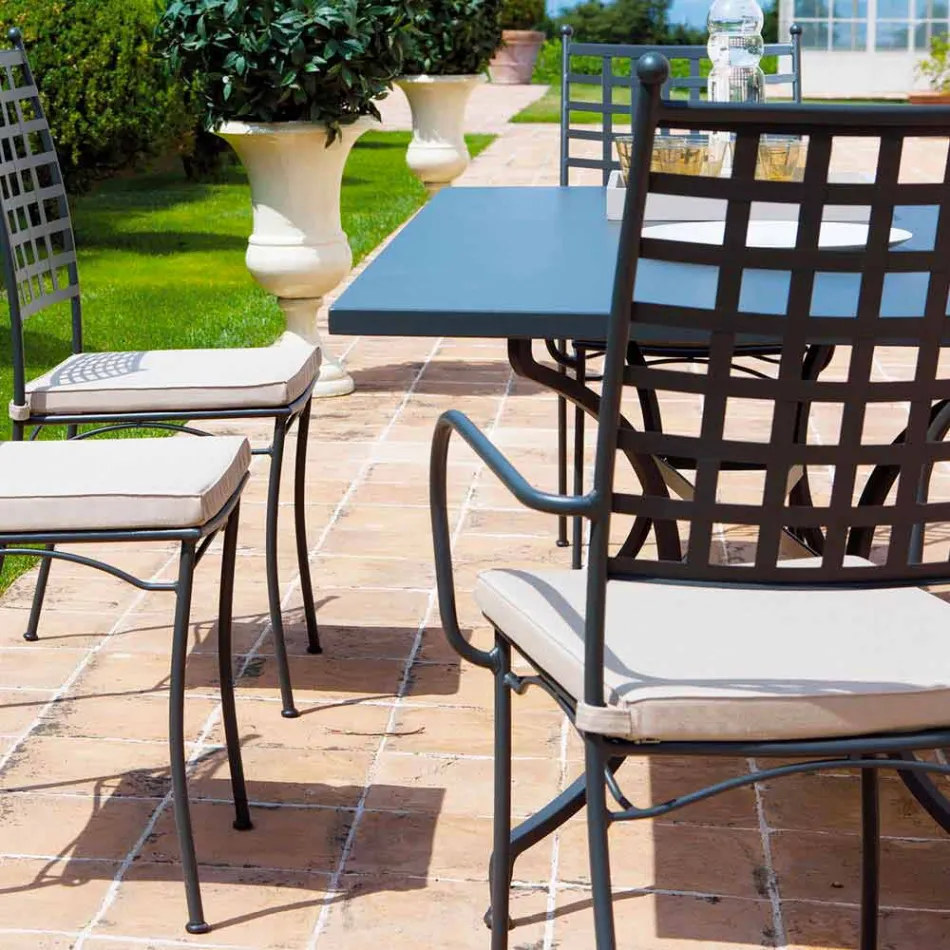 Utomhus stapelbar metallstol Tillverkad i Italien, 4 delar - Pira Viadurini