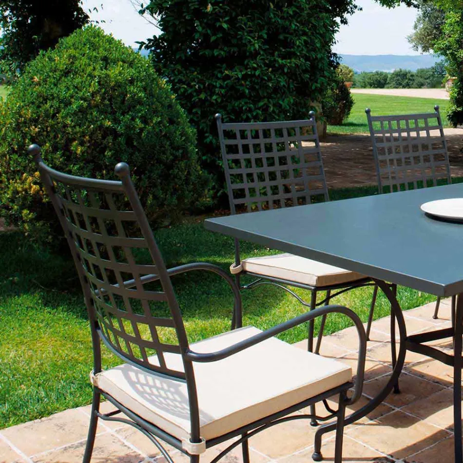 Utomhus stapelbar metallstol Tillverkad i Italien, 4 delar - Pira Viadurini